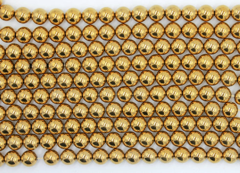 Gold Hematite Gemstone Beads, 8mm, Round